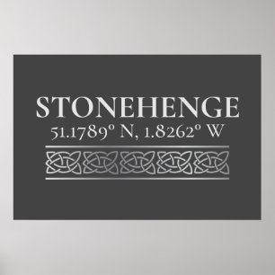 Poster Stonehenge Latitude Longitude Dark