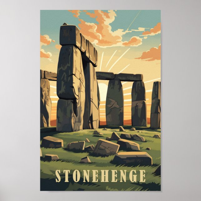 Poster Stonehenge United Kingdom Famous Viagem Place (Frente)