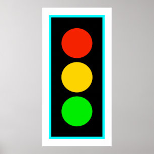 Poster Stoplight with Light Blue Border