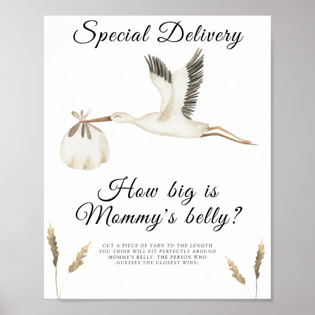 Poster Stork - quão grande é o jogo de barriga de mamãe (Frente)