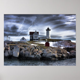 Poster Stormy Cape Neddick, farol de "Nubble" York, ME