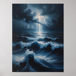 Poster Stormy Ocean Abstract Seascape Art