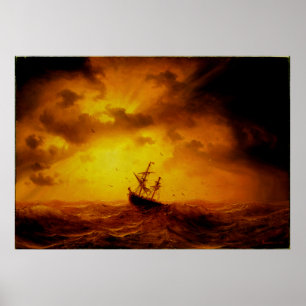 Poster Stormy Sea A Velha Obras De Matriz Natureza Vintag
