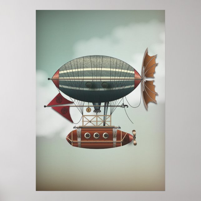 Poster Stormy Skies Airship Aleutian | Viagem Steampunk (Frente)
