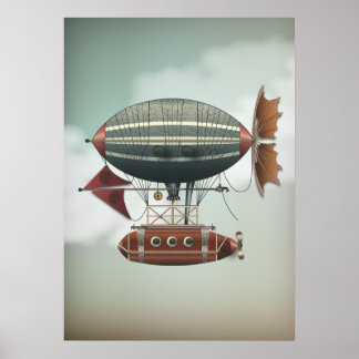 Poster Stormy Skies Airship Aleutian | Viagem Steampunk
