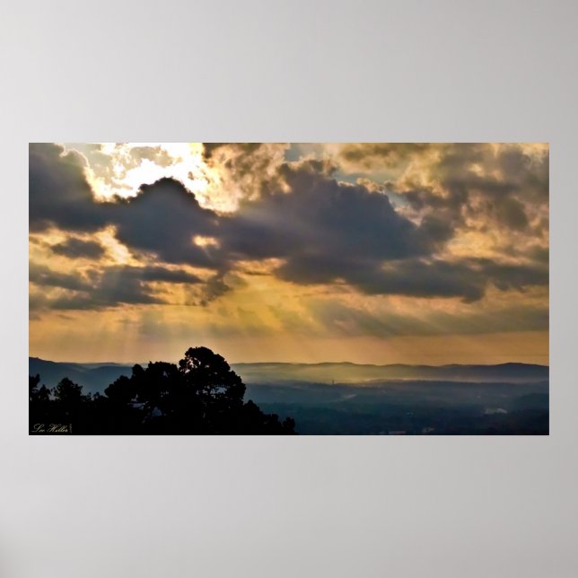 Poster Stormy Sunrise através das montanhas Ouachita Post (Frente)