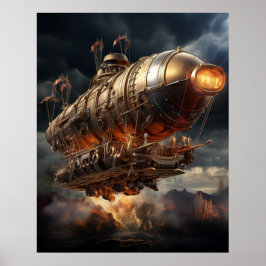 Poster Stormy Voyage: Epic Steampunk Zeppelin