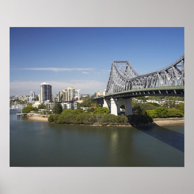 Pôster Story Bridge, Brisbane River, and Kangaroo (Frente)