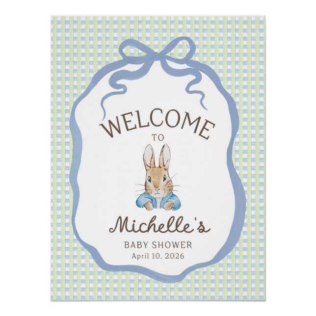 Pôster Storybook Garden Rabbit Baby Shower Welcome (Frente)