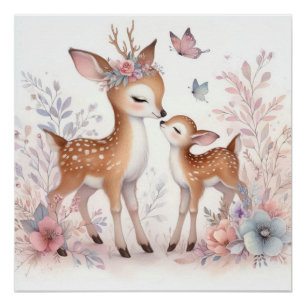 Pôster Storybook Woodland Babings Deer Love