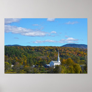 Poster Stowe, Vermont, Igreja da Comunidade no Outono