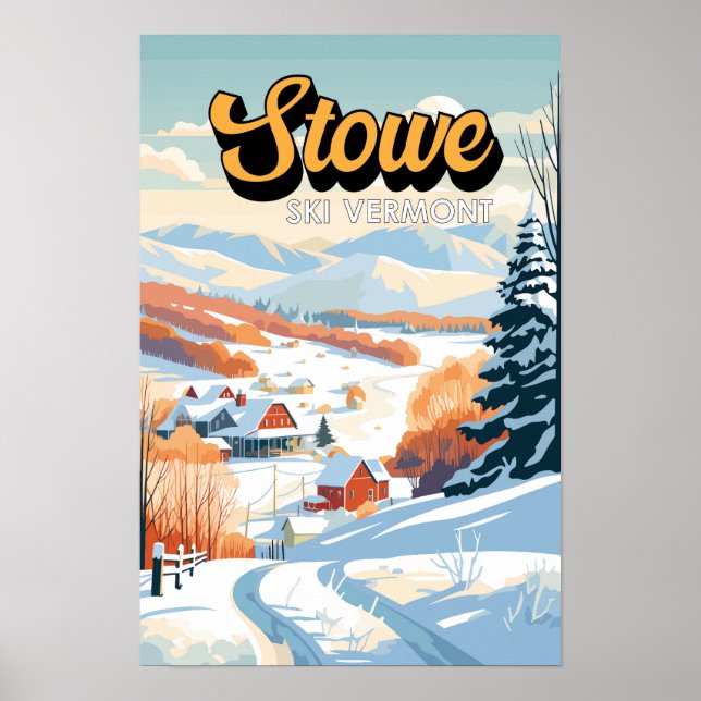 Poster Stowe Vermont Inverno Vintage (Frente)