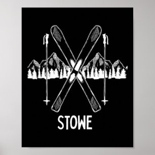 Poster Stowe Vermont Vt Retro Vacinação Esquiando Snowboa