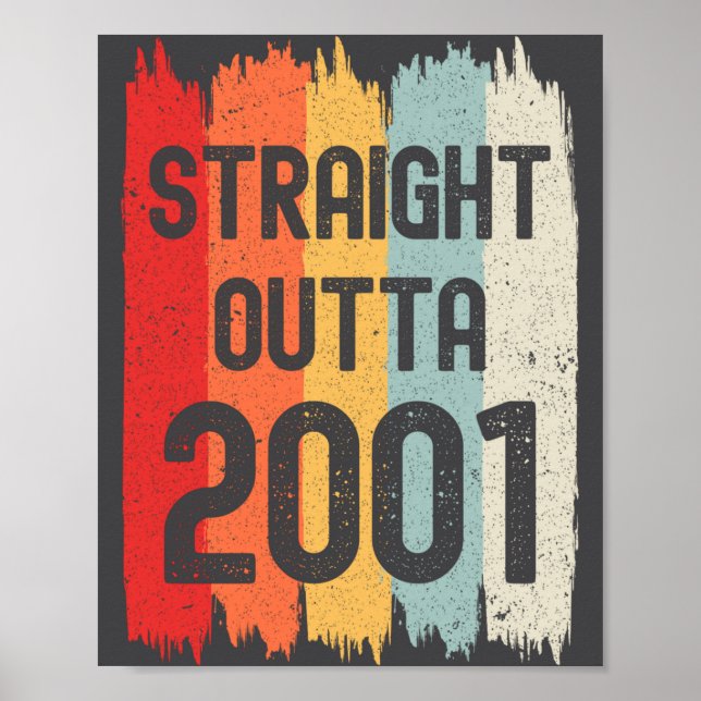 Poster Straight Outta 2001 Funny Retro Birthday Awesome S (Frente)