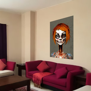 Poster Strange bizarre dead person portrait   AI Art