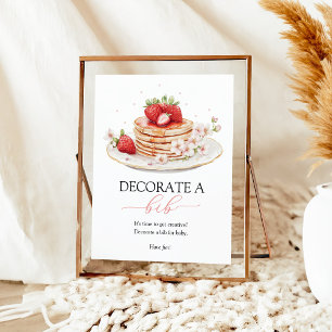 Poster Strawberry Baby Brunch Decorra Um Sinal De Bib