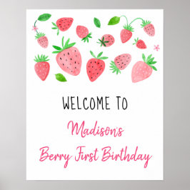 Poster Strawberry Berry Sweet Birthday Bem-vindo