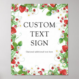 Poster Strawberry Berry Sweet   Chá de fraldas de texto p