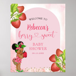 Poster Strawberry Berry Sweet Chá de fraldas Welcome