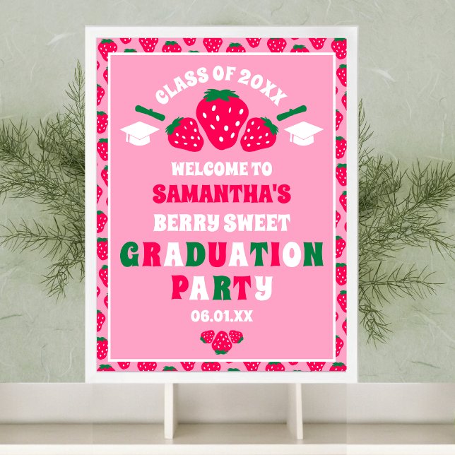 Poster Strawberry Berry Sweet Festa de formatura Welcome (Criador carregado)