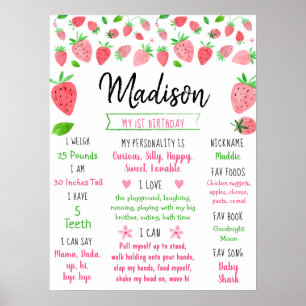 Poster Strawberry Berry Sweet Primeiro Milestone de Anive