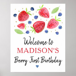 Poster Strawberry Blueberry Berry Sweet Aniversário Bem-v