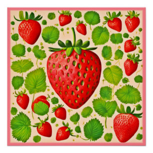 Pôster Strawberry Dadaist Trabalho de arte