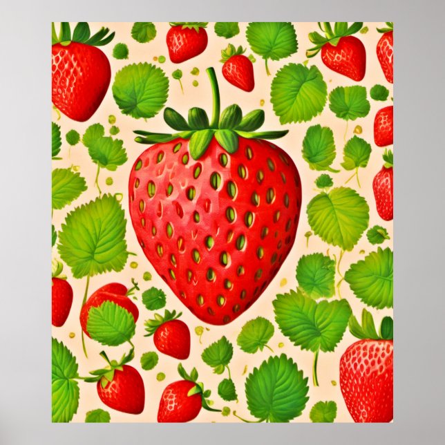 Poster Strawberry Dadaist Trabalho de arte (Frente)