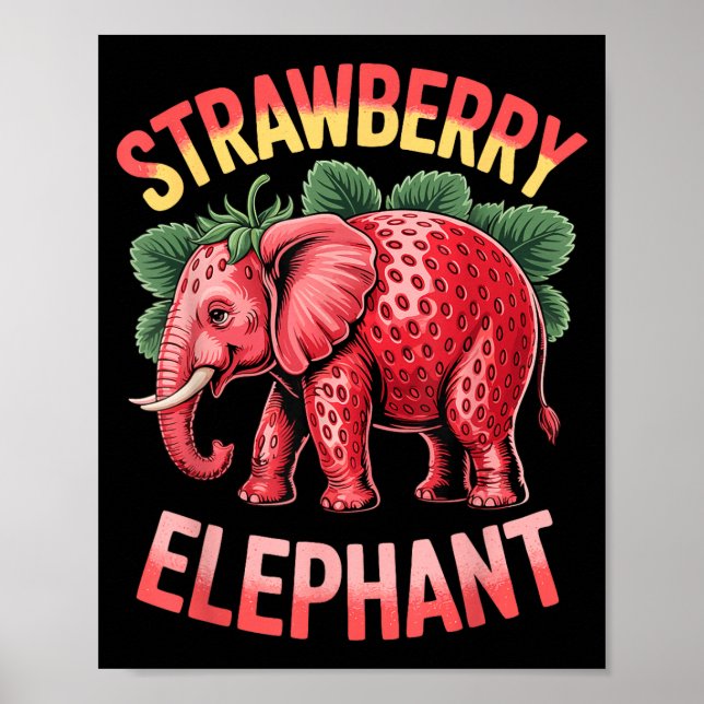 Poster Strawberry Elephant Cute Meme Kids Italian Brainro (Frente)