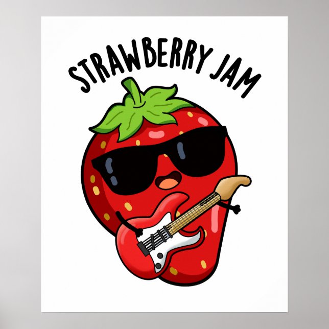 Poster Strawberry Jam Funny Fruta Pun (Frente)