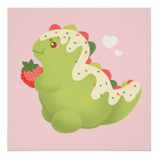 Pôster Strawberry Matcha Dinosaur 