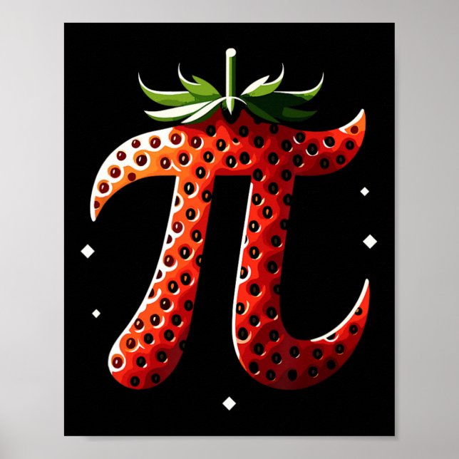Poster Strawberry Pi Day Engraçado Professor de Matemátic (Frente)