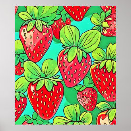 Poster Strawberry Pop Art Pattern