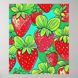 Poster Strawberry Pop Art Pattern