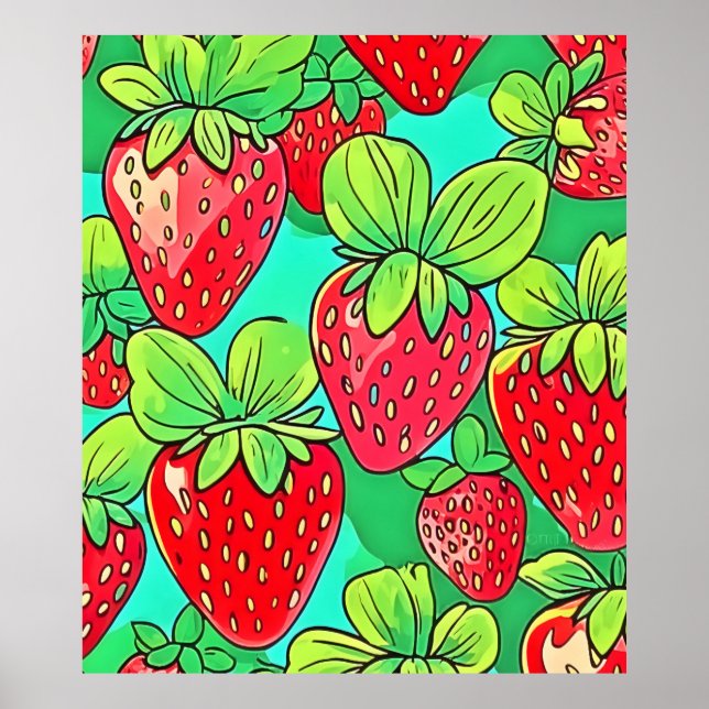 Poster Strawberry Pop Art Pattern (Frente)