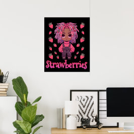Poster Strawberry Sullen: Menino de Anime da Pele Escura 