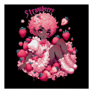 Pôster Strawberry Sweetheart: Pele Escura Femboy brilhant