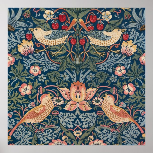 Poster Strawberry Thief por William Morris (Frente)