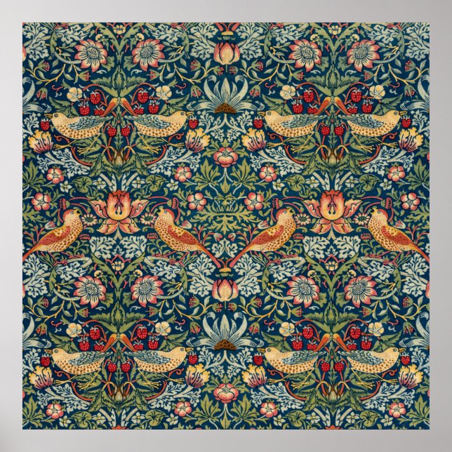 Poster Strawberry Thief por William Morris (Frente)