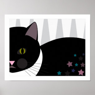 Pôster Stray Cat   Abstract Art   Black, Grey and White