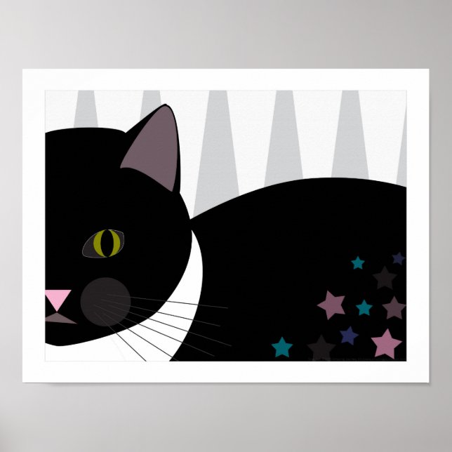 Pôster Stray Cat | Abstract Art | Black, Grey and White (Frente)