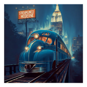 Pôster Streamline Moderne Vintage New York Express