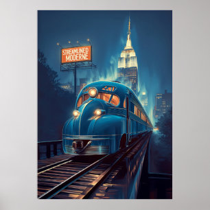 Poster Streamline Moderne Vintage New York Express
