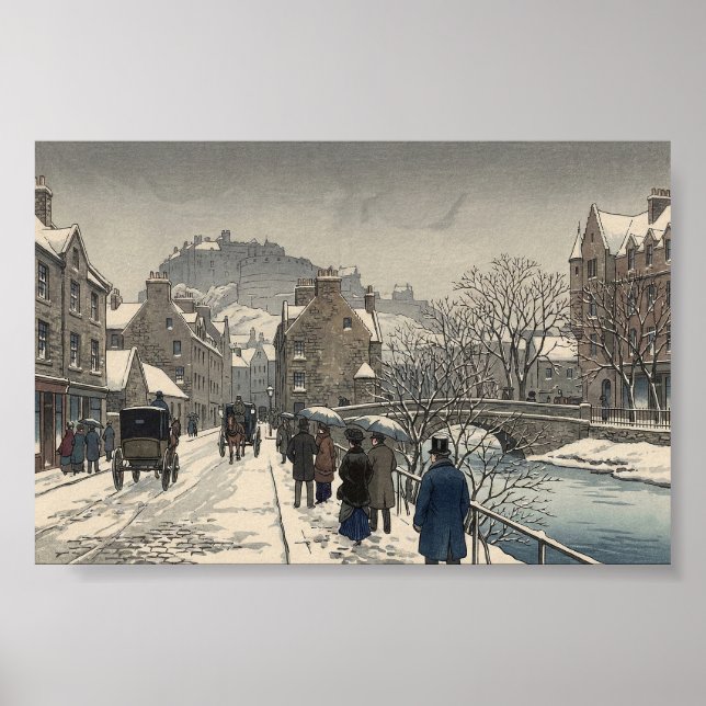 Poster Street of Edinburgh in Winter  (Frente)