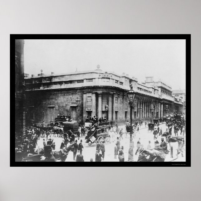 Pôster Street Scene no Bank of England, em Londres, 1914 (Frente)