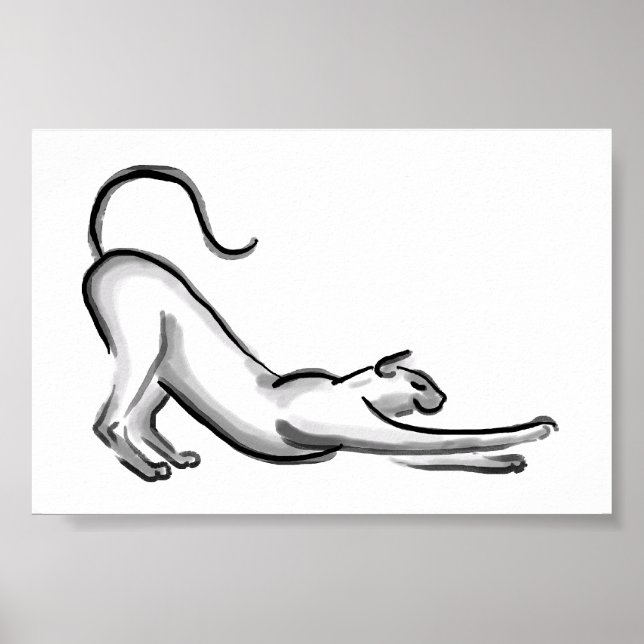 Poster Stretching Cat Brush Painting (Frente)