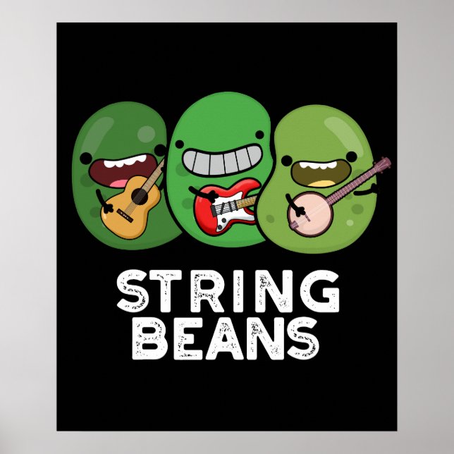 Poster String Beans Funny Vegetable Dark BG (Frente)