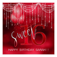 String Lights & Balloons Sweet 16 Red ID473