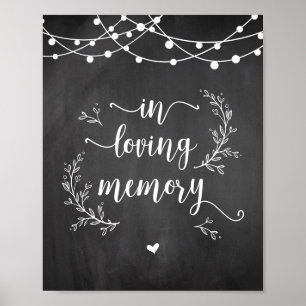 Poster String Lights Chalkboard Em memória amorosa