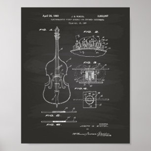 Pôster Stringed Instruments 1960 Patent Art Chalkboard
